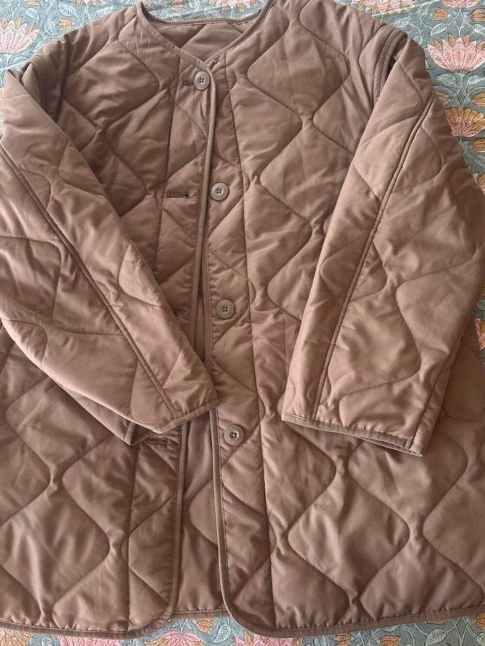 Brown Quilted Diamond Puffer Coat